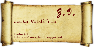 Zalka Valéria névjegykártya