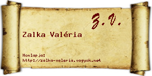 Zalka Valéria névjegykártya